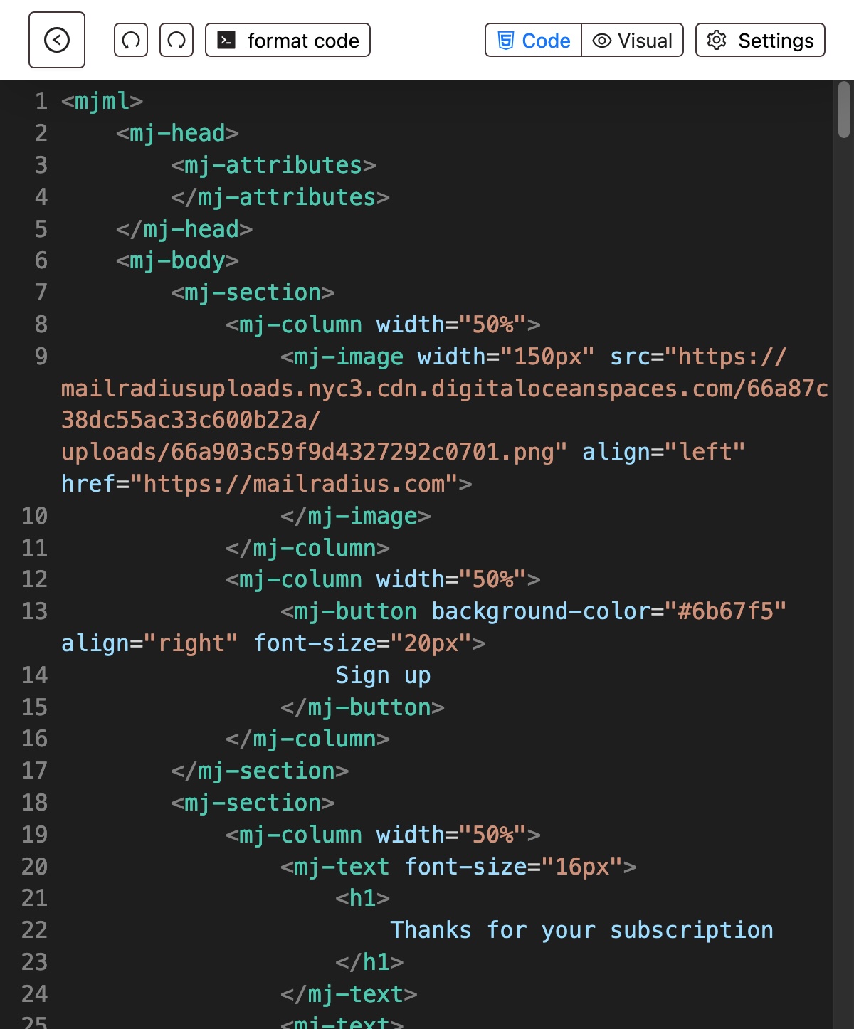 MJML Code Editor